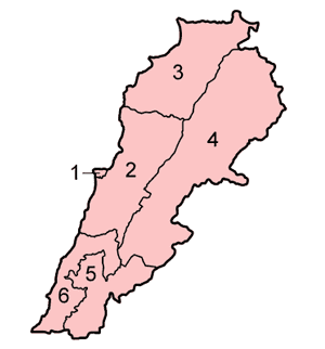 Mapa de Provncias do Lbano